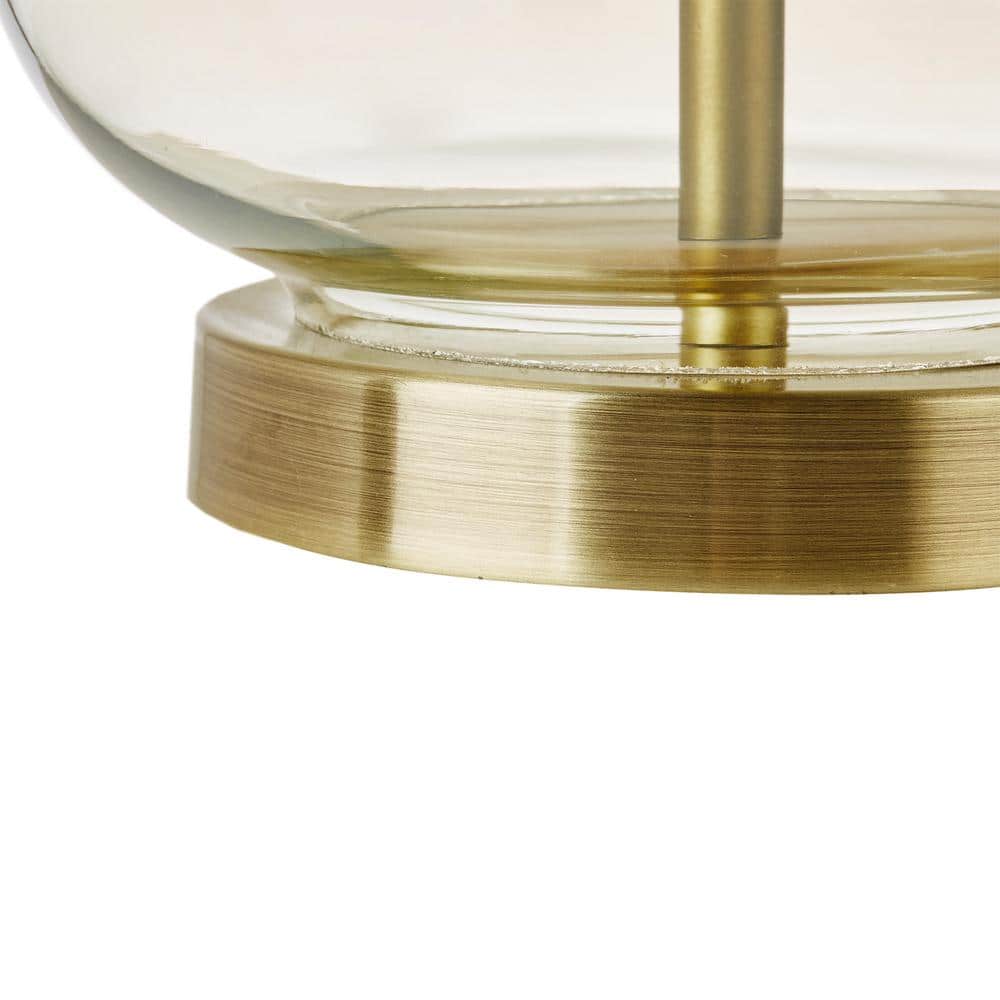 Gold Gourd Shape Glass Table Lamp Set with Drum Shade