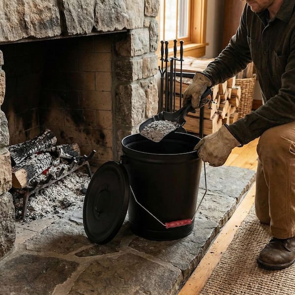 Pure Garden 4.75 Gal. Ash Bucket with Lid and Shovel for Fireplace