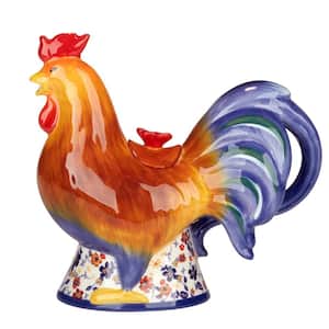 Morning Rooster 1-Cup Multi-Color Earthenware 3-D Teapot