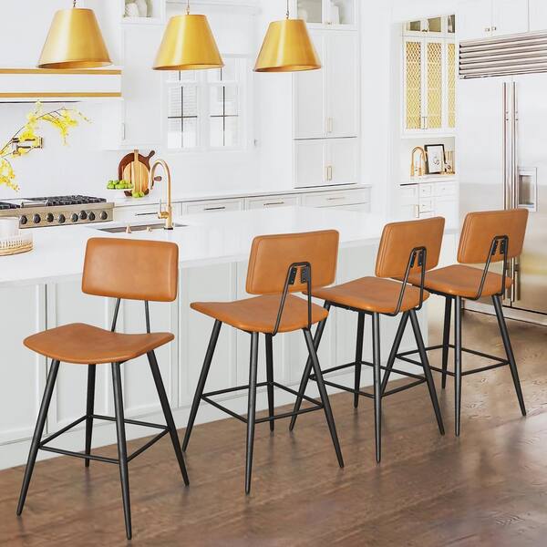 LUE BONA 24.5 in. H Whiskey Brown Metal Counter Height Bar Stools ...