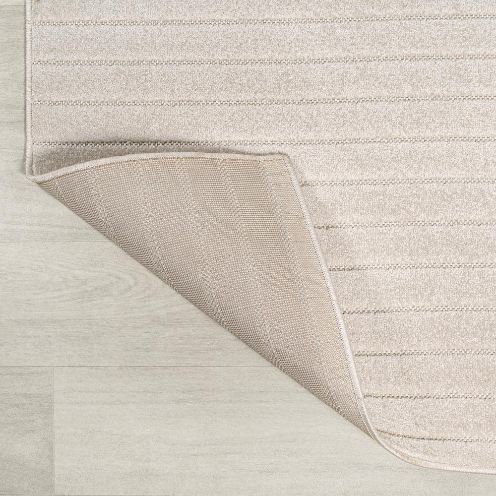 Scandi-Inspired Minimalist Ivory Geometric 8' x 10' Synthetic Rug
