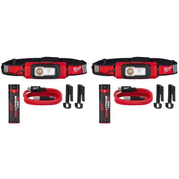 600 Lumens LED REDLITHIUM USB 360-Degree Visibility Hard Hat Headlamp (2-Pack)