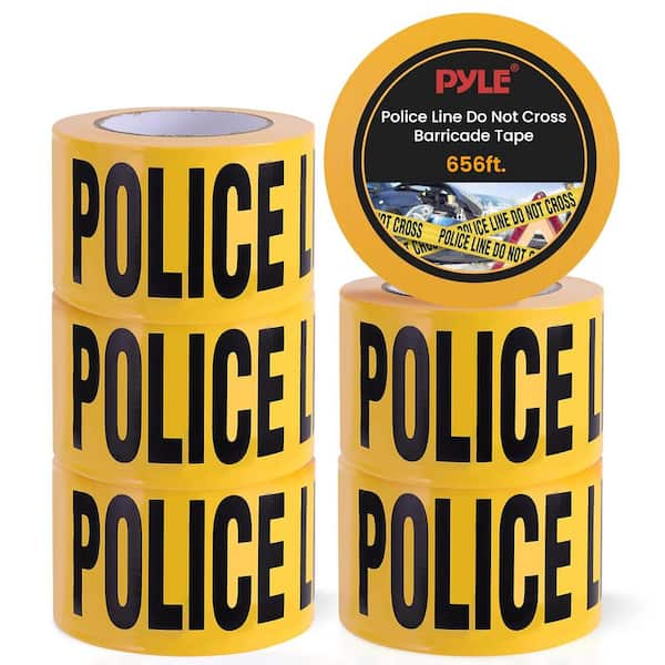 Pyle 6 Pieces 200 Meters Long Tape Roll Suitable for Wide Range of Applications Safety Caution Tape Set (Black and Yellow)
