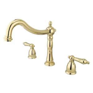 Heritage 2-Handle Deck Mount Roman Tub Faucet in Polished Brass