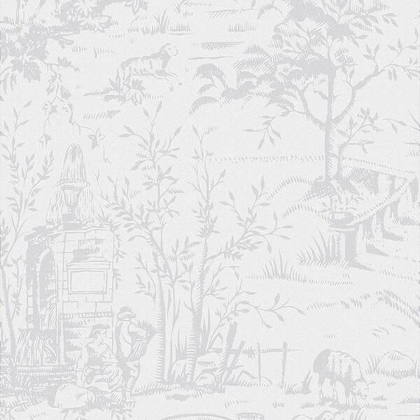 Laura Ashley Toile De Jouy Sugared Grey Matte Non Woven Removable Paste The Wall Wallpaper Sample