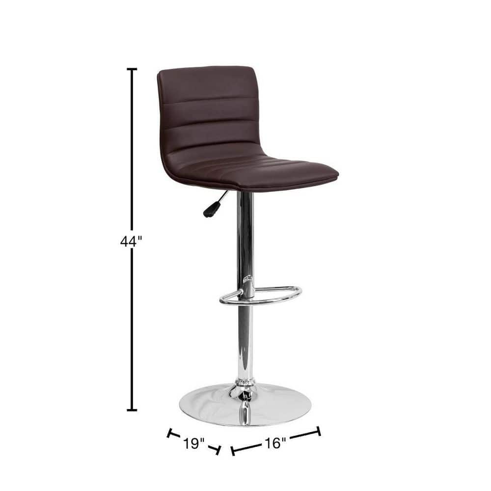 Modern Swivel Adjustable Barstool in Brown Vinyl with Chrome Base