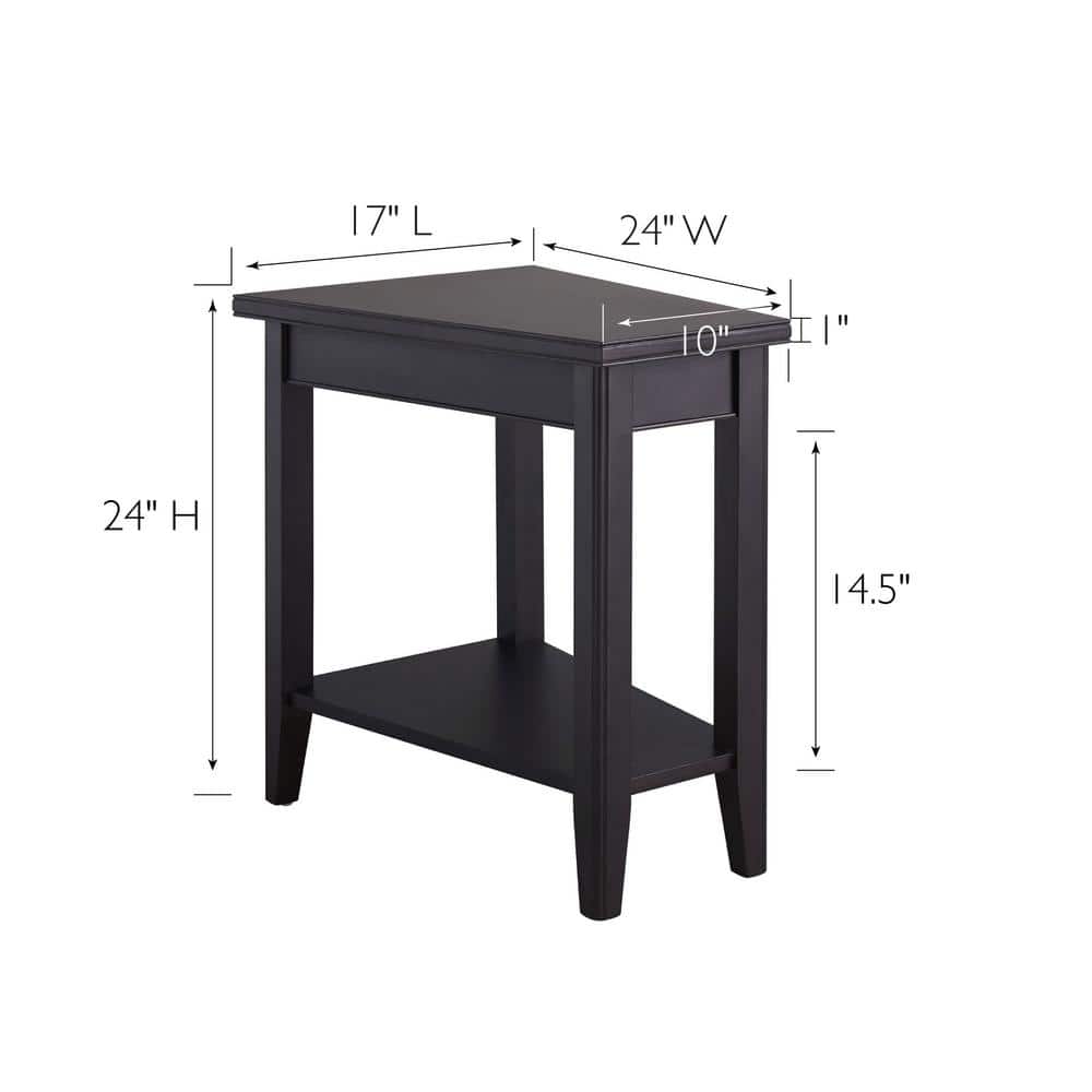 Laurent 17 in. Chocolate Cherry Wedge Solid Wood Recliner End/Side Table with Shelf - thumbnail 7