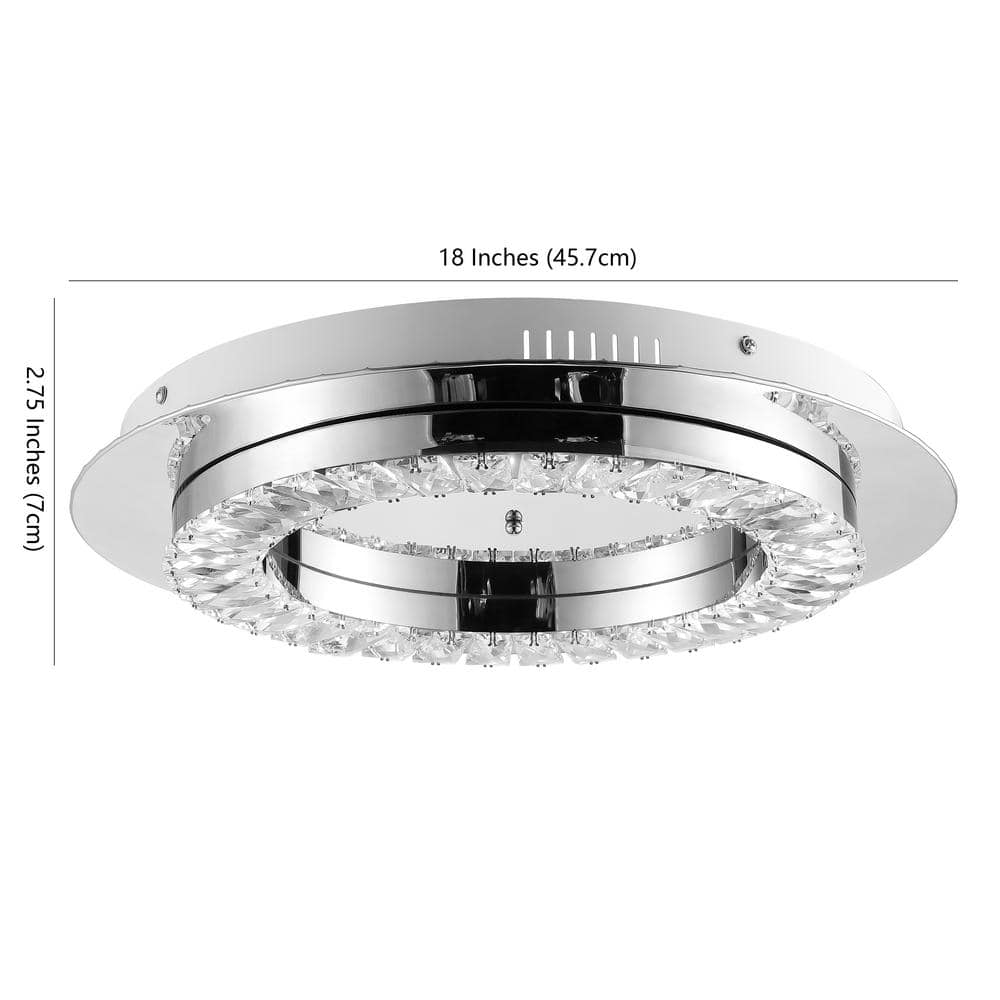 Cristal 18" Chrome and Crystal LED Flush Mount Light