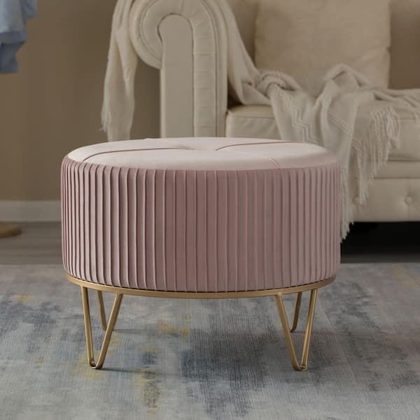 Large round deals velvet ottoman