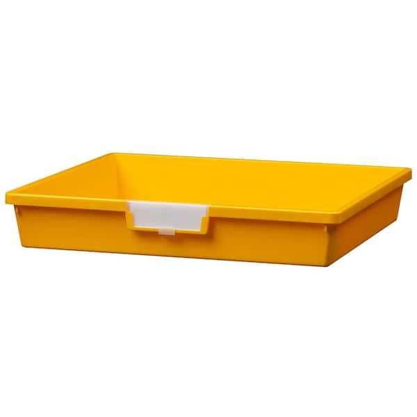Unbranded 6 Gal. - Tote Tray - Slim Line 3 in. Storage Tray in Primary Yellow - (Pack of 3)