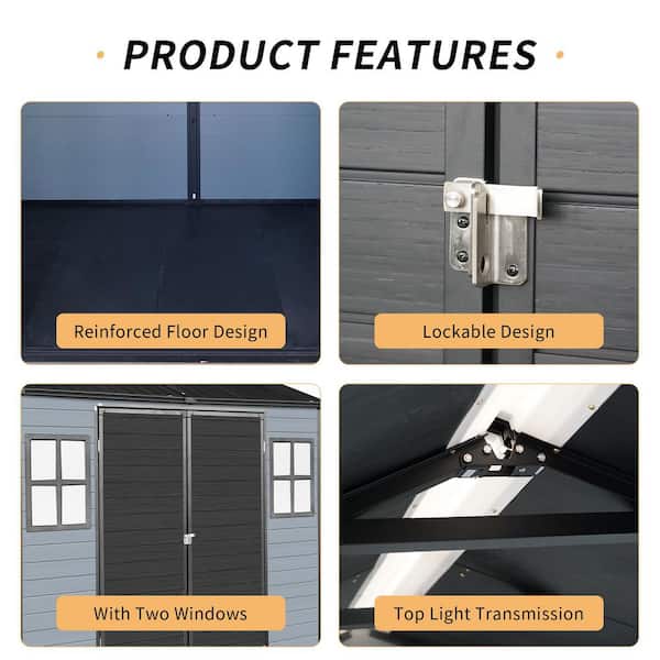 Zeus & Ruta 8 ft. W x 4 ft. D Resin Storage Shed with Floor