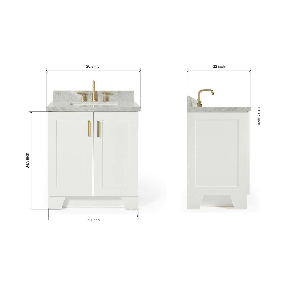 Ariel White Marble Top Single Sink Vanity