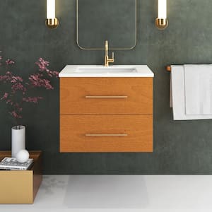 Napa 30 in. W. x 22 in. D Single Sink Bathroom Vanity Wall Mounted in Pacific Maple with White Quartz Countertop