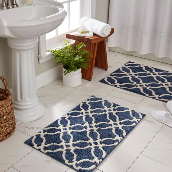 Horizon Rendezvous Denim 27 in. x 45 in. Polyester Machine Washable Bath Mat