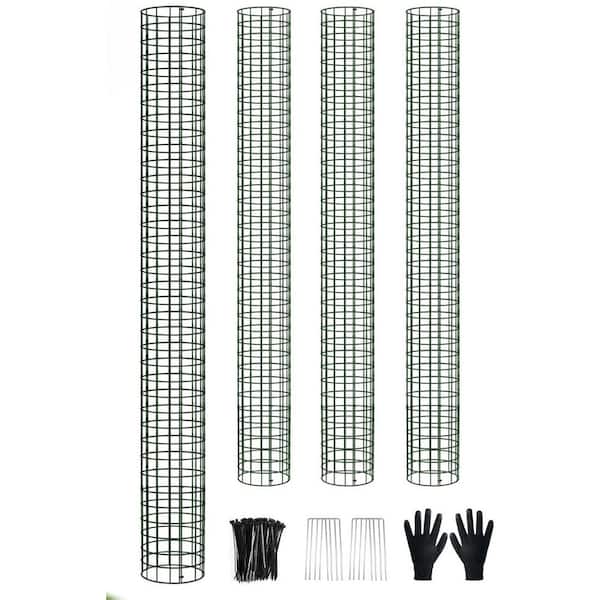 48 in. Stackable and Expandable Metal Tree Trunk Protector, Mesh Tree Guards Tree Protectors w/ Zip Ties, Stakes, 4-Pack