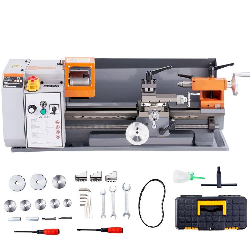 7 in. x 13.78 in. Benchtop Metal Lathe, 0-2200 RPM Variable Speed, 500 W Motor, Metal Gears, Includes Toolbox price history on PriceWatchPro