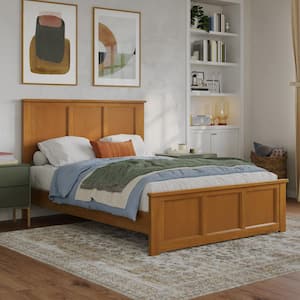Charlotte Light Toffee Natural Bronze Solid Wood Frame Full Low Profile Platform Bed Matching Footboard