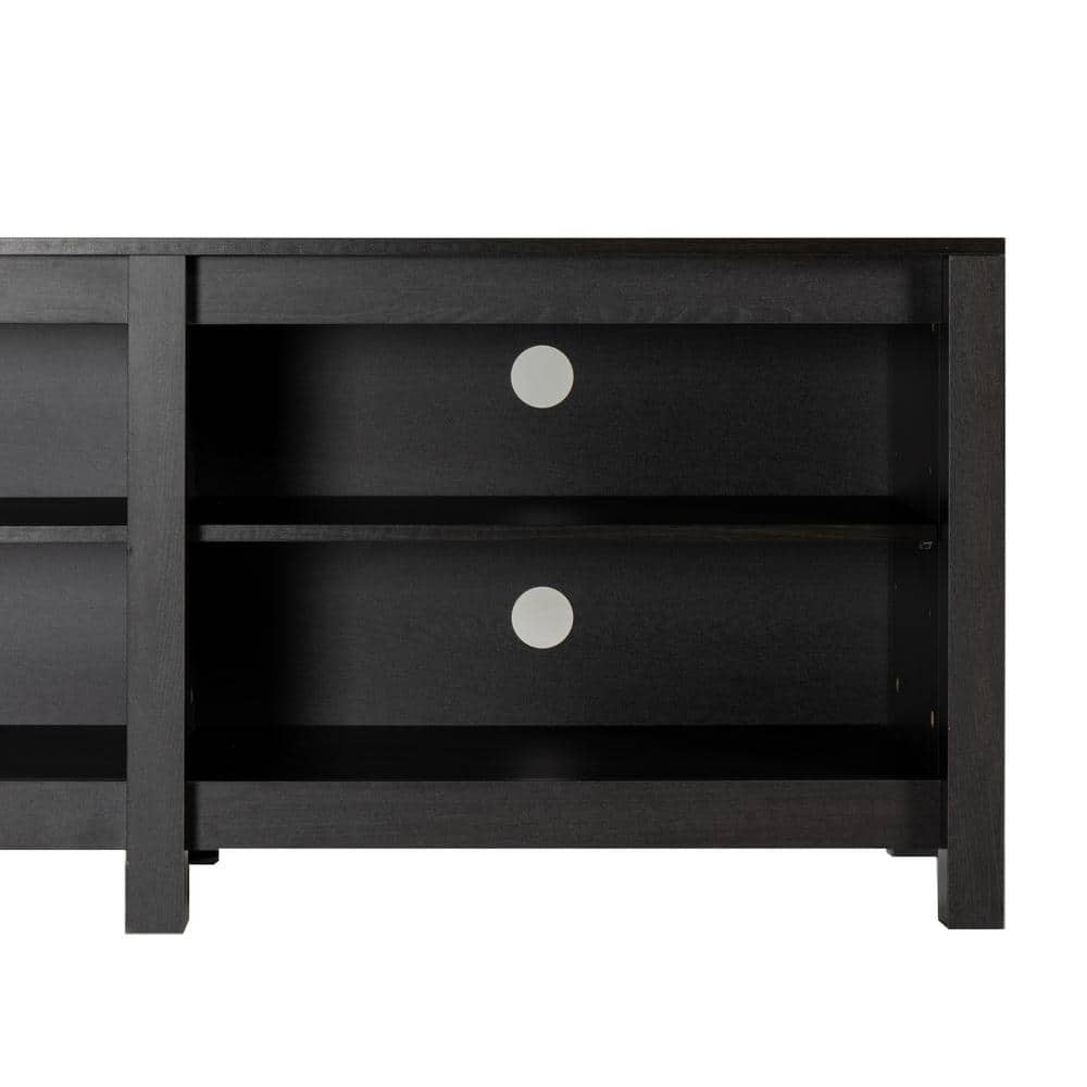 Espresso 58" TV Stand with Cabinet and Open Shelving