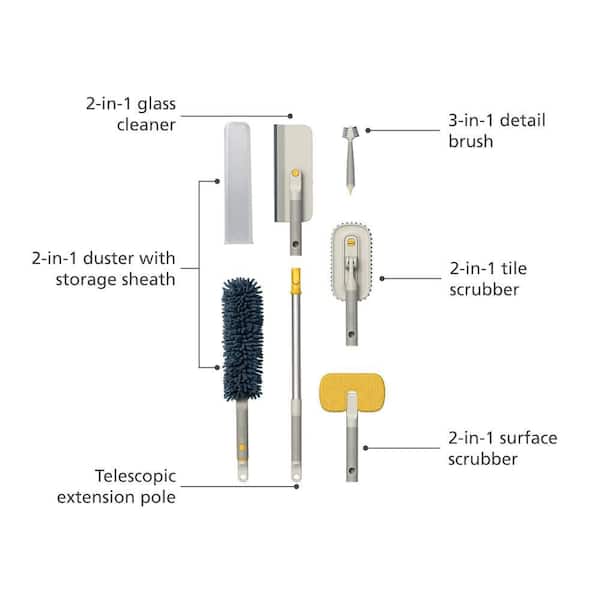 Cleantech 6-Piece Deep Cleaning Set with Extension Pole