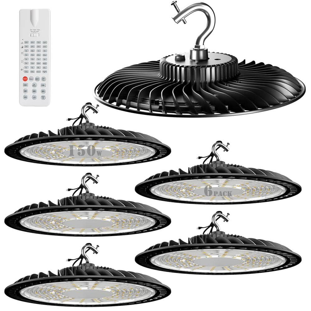 6Pack 150W LED High Bay Light With Motion Sensor AC100-277V UFO LED Lights 37500LM 5000K LED High Bay Shop Light -  bulbeats, UFO-150-MD-6P