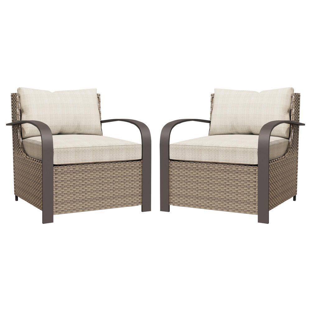 2-Piece Wicker Outdoor Patio Lounge Chair with Beige Cushions price history on PriceWatchPro