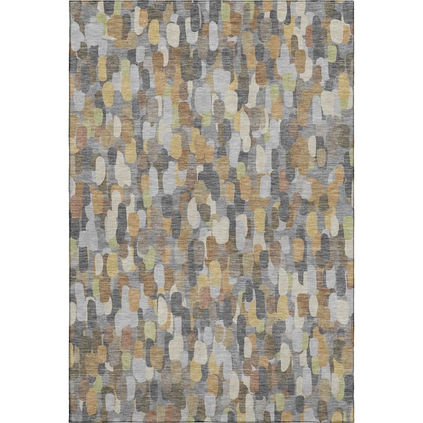 Mayfield Premium Machine Washable Abstract AMF2451 Gray 9 ft. x 12 ft. Area Rug
