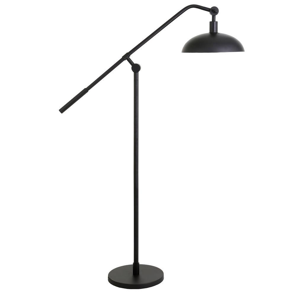 Devon Adjustable Blackened Bronze Floor Lamp with Boom Arm