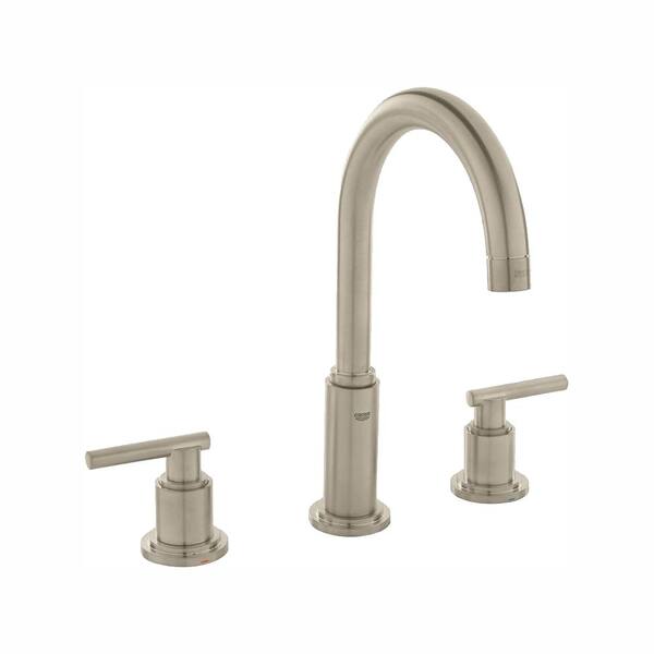 GROHE Atrio 8 in. Widespread 2-Handle 1.2 GPM Bathroom Faucet in Brushed Nickel Infinity