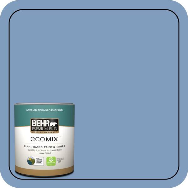 1 qt. #M530-4 Washed Denim Semi-Gloss Enamel EcoMix Plant-Based Interior Paint & Primer