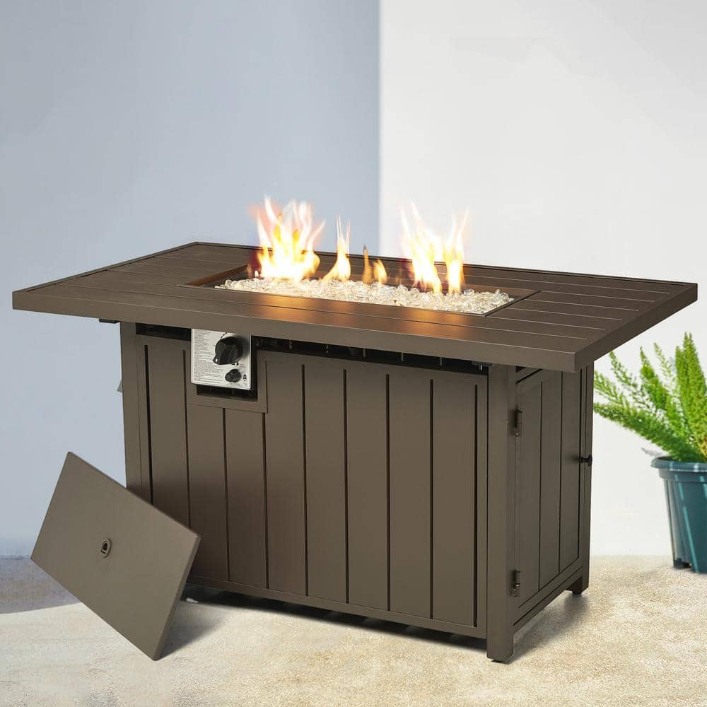 Glitzhome 48 in. W x 26.25 in. H 30000-BTU Outdoor Tan Aluminum Propane ...