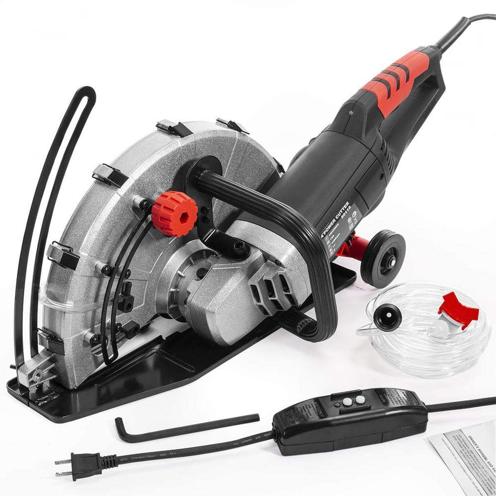 XtremepowerUS 14 in. 15 Amp Corded Industrial Cutter Wet/Dry Circular Saw  with Guide Roller and Depth Adjustment 50118-H1 The Home Depot