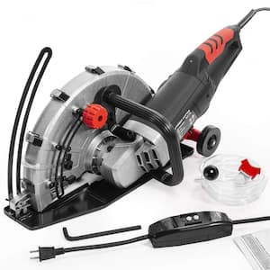 14 in. 15 Amp Corded Industrial Cutter Wet/Dry Circular Saw with Guide Roller and Depth Adjustment