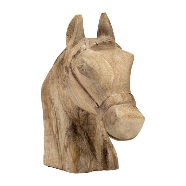 Liv & Skye Brown 9 in. x 10 in. Wood Horse Head