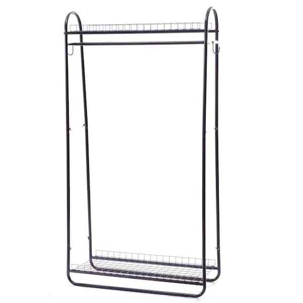 YIYIBYUS Black Carbon Steel Clothes Rack 2-Tire Shelves Garment ...