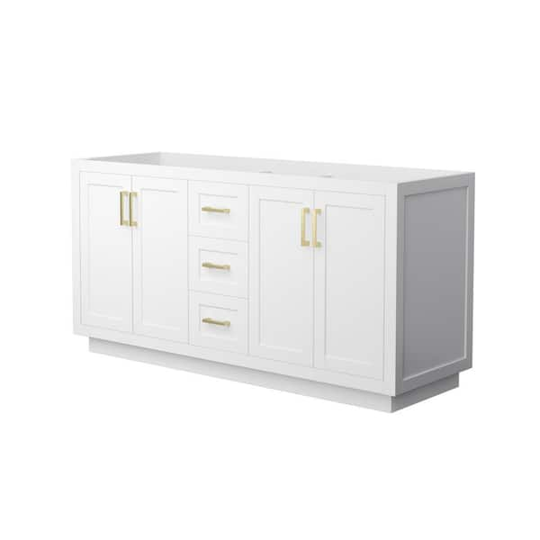 Wyndham Collection Miranda 65.25 in. W x 21.75 in. D x 33 in. H Double Bath Vanity Cabinet without Top in White