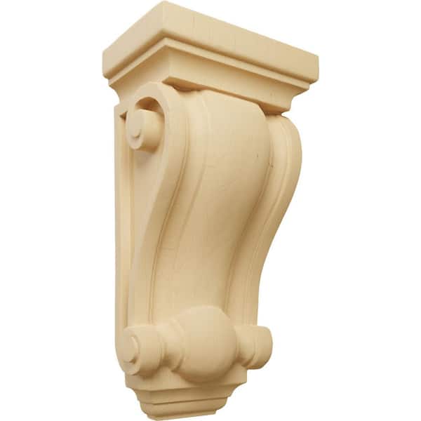 Ekena Millwork 4 in. x 6-1/4 in. x 12 in. Unfinished Wood Alder Cole Pilaster Wood Corbel