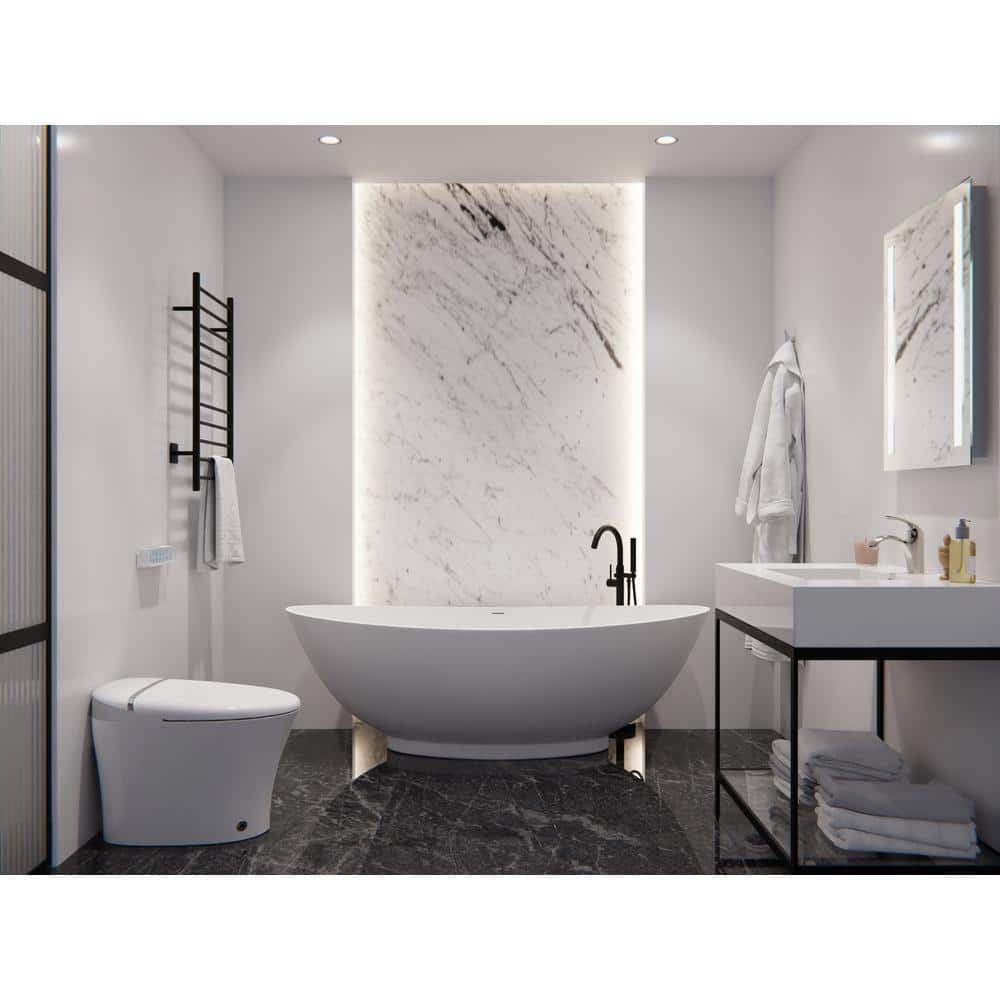 Ala 74'' Matte White Acrylic Freestanding Soaking Bathtub