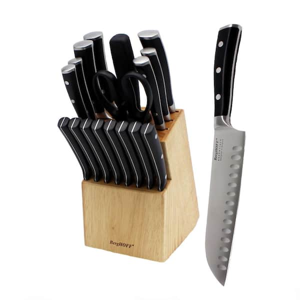 BergHOFF Essentials 18-Piece Stainless Steel Triple Riveted Knife Block