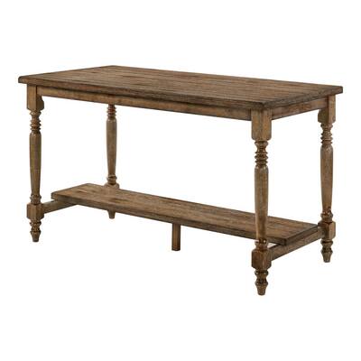 Simma 59 in. Rectangle Rustic Oak Wood Top Counter Height Table Seats Up To 6