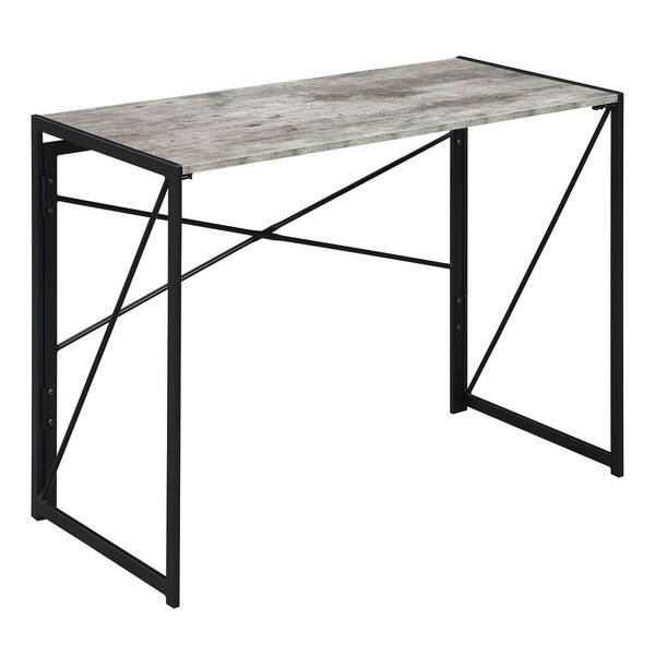 StyleWell 30 in. Rectangular Black Metal Folding Writing Desk with Grey Wood Top