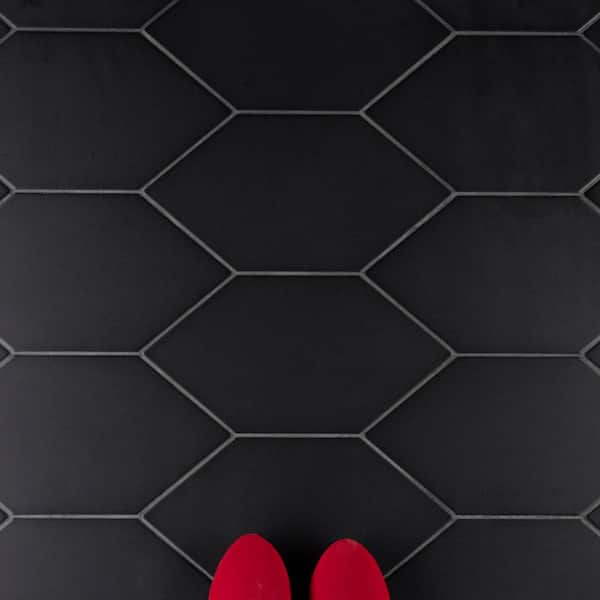 Merola Tile Textile Basic Kayak Black 6-1/2 in. x 12-1/2 in