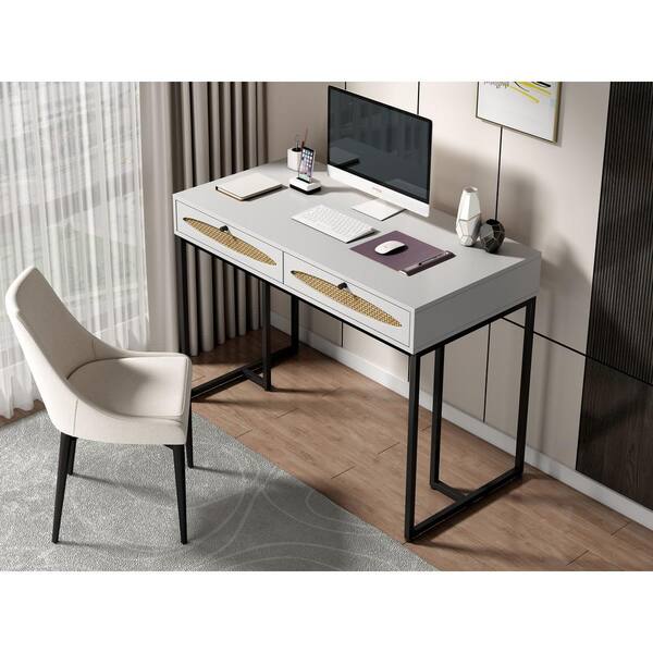 VERYKE 78.7 in. Rectangle Tiger MDF Home Office 2-Person Desk