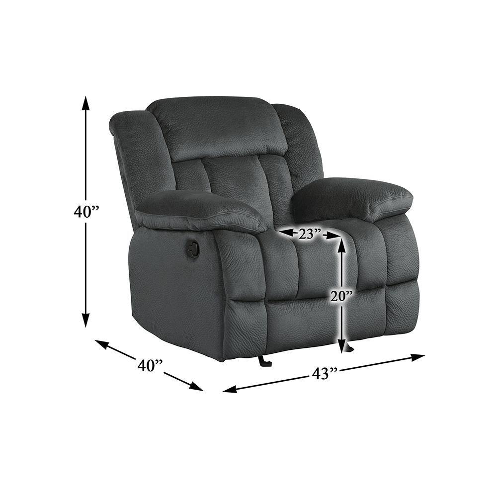 Charcoal Gray Microfiber Glider Recliner with Overstuffed Arms