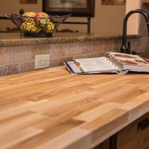 4 ft. L x 25 in. D Unfinished Ash Solid Wood Butcher Block Countertop With Eased Edge