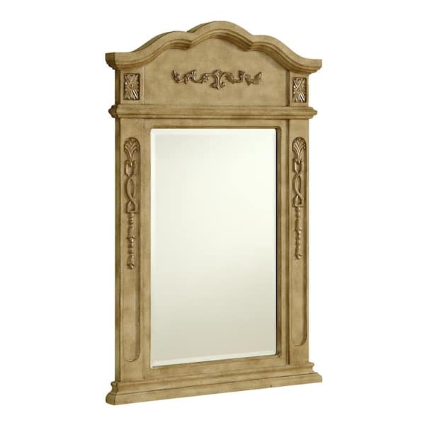 Unbranded Timeless Home 24 in. W x 36 in. H x Traditional Wood Framed Square Antique Beige Mirror