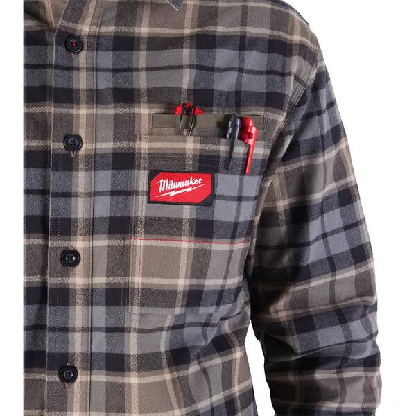Milwaukee Men's 3X-Large Gray GRIDIRON Flannel Shirt M551G-3X