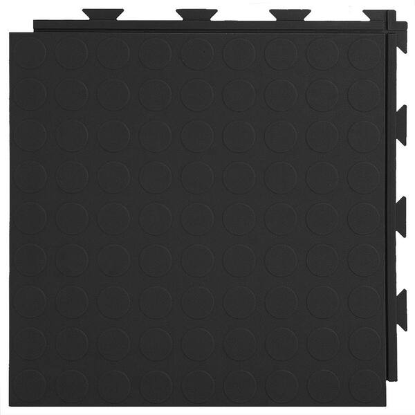 Greatmats Hiddenlock Coin Top 1 ft. x 1 ft. x 0.25 in. Black PVC Plastic Interlocking Garage Floor Tile