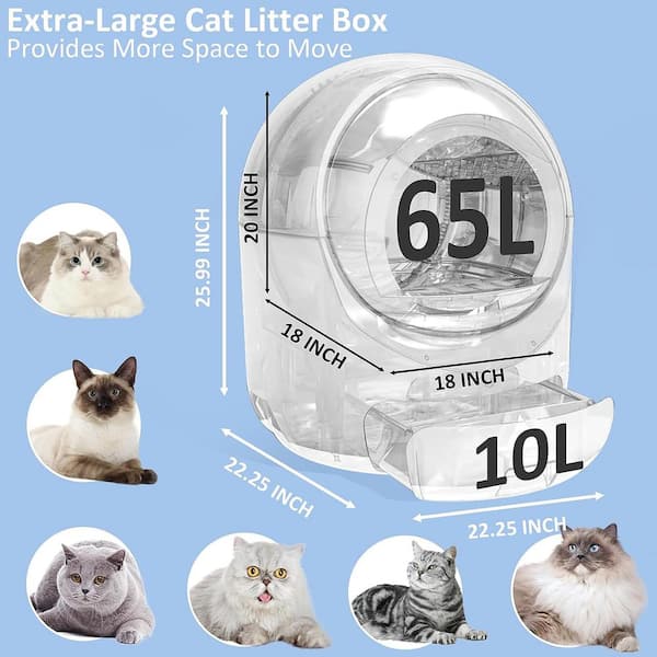 19.7L x19.52W x 25.2H Self Cleaning Cat Litter Box Automatic Cat Litter  Box Ten-Layered Safety Protection Mat Liner C0O-AAATFE-W - The Home Depot