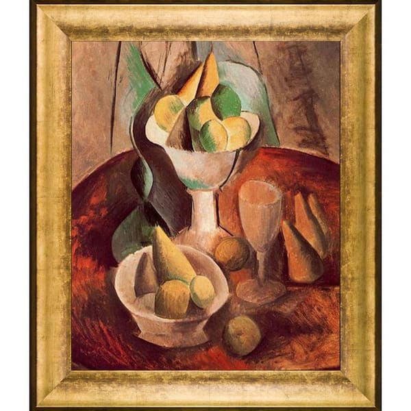 LA PASTICHE Fruit in a Vase by Pablo Picasso Athenian Gold King Framed Oil Painting Art Print 27 in. x 31 in.