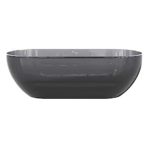 69 in. x 29.5 in. Stone Resin Flatbottom Solid Surface Non-Slip Freestanding Soaking Bathtub in Transparent grey